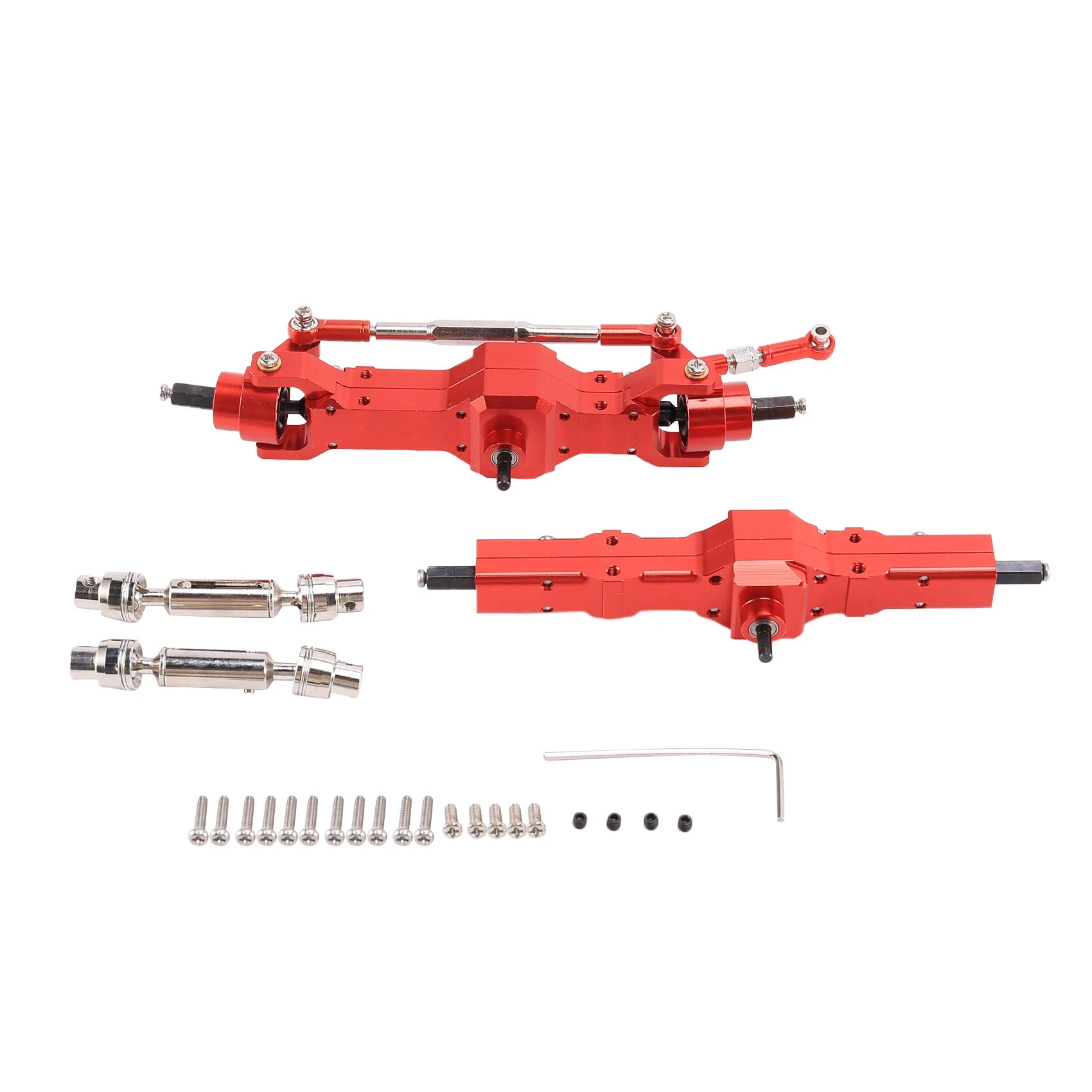 

Metal Front & Rear Bridge Axle Gear Box with Drive Shaft for WPL C14 C24 B14 B24 1/16 RC Car Upgrade Parts,Red
