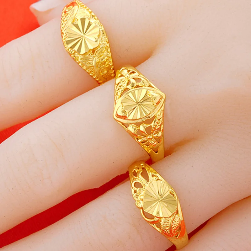 2023 Ring Women's Lasting Color Vietnam Sand Gold Adjustable Couple Flower Ring Gold Plated Fine Gypsophila Ring Jewelry  anillo