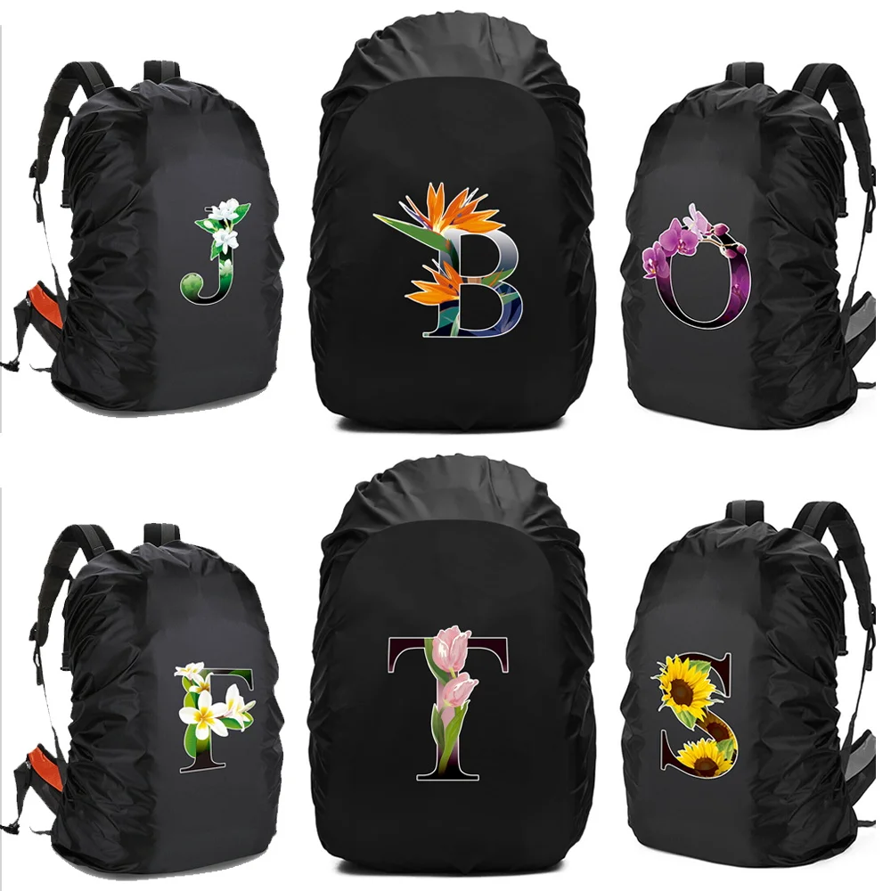 

Travel Backpack Rain Cover Outdoor Hiking Climbing Bag Case Waterproof Rain Cover 20L-70L Flower Color Initials Series Print