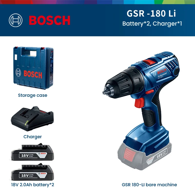 

Bosch GSR 180-LI Беспроводная многофункциональная электрическая отвертка, дрель для дерева, металла, гипсокартона