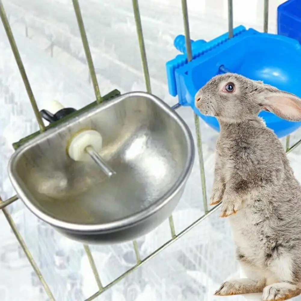 

1pcs Rabbit Water Bowl Farm Rabbit Automatic Drinker Rabbit Drinking Steel Raising Cup Rabbit Fix Cage Bowl Mink Stainl K1o9