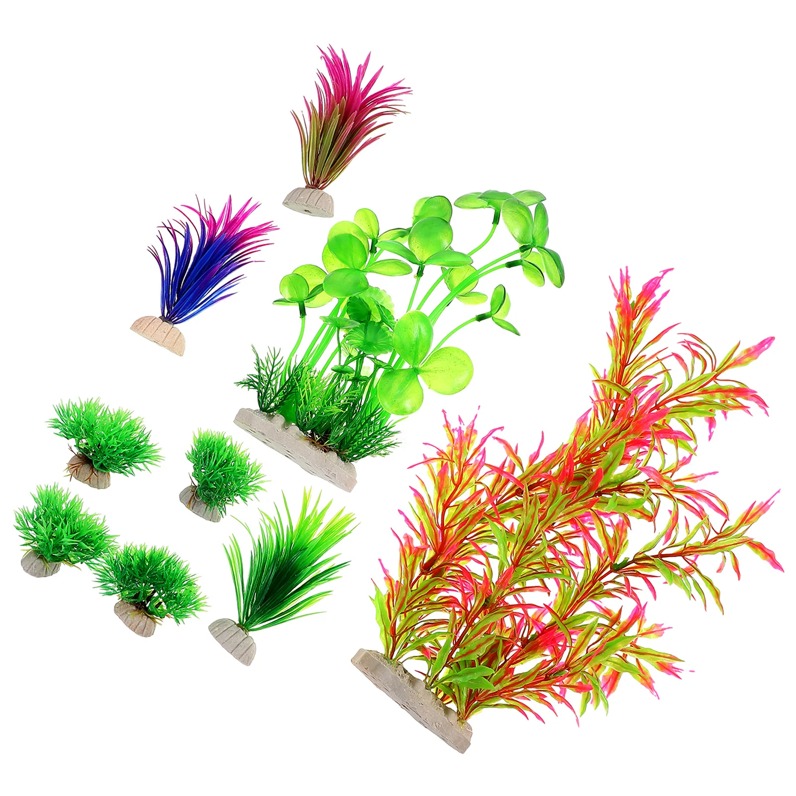 

9 Pcs Aquarium Landscaping Small Decorations Fish Tank Supplies Accessories Plants Plastic Fake