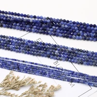 natural crystal stone beads round shape faceted sodalite stone charms for jewelry making necklace bracelet earrings