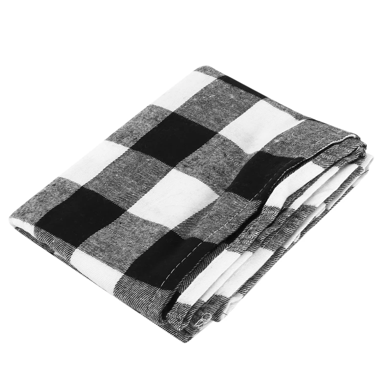 

14 X 108 Inch Buffalo Check Table Runner Cotton-Polyester Blend Handmade Black And White Plaid For Family Dinner, Outdoor Or Ind