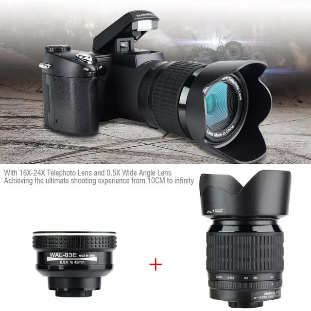 HD 2023 POLO D7100 Digital Camera 33Million Pixel Auto Focus Professional SLR Video Camera 24X Optical Zoom Three Lens Bag 3