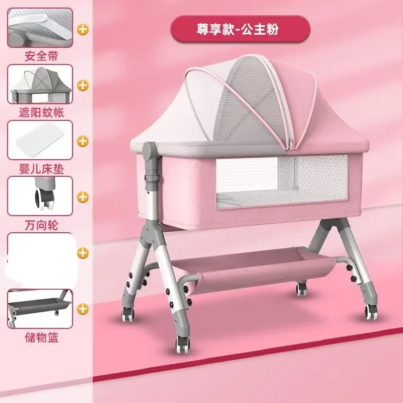 

Multifunctional Baby Crib Portable Baby Bed For Newborns Portable Crib Spliced King-size Folding Crib Bed