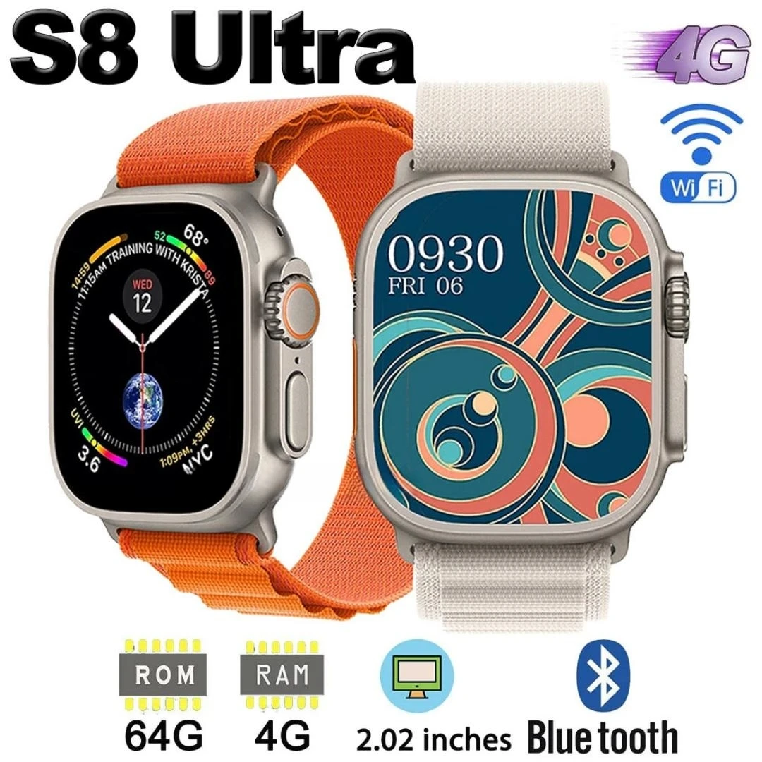 

New 4G S8 Ultra Smartwatch 480*485 Series 8 Google App WiFi Bt Call GPS Men's and Women's Sports Smart Watch for Huawei Xiaomi