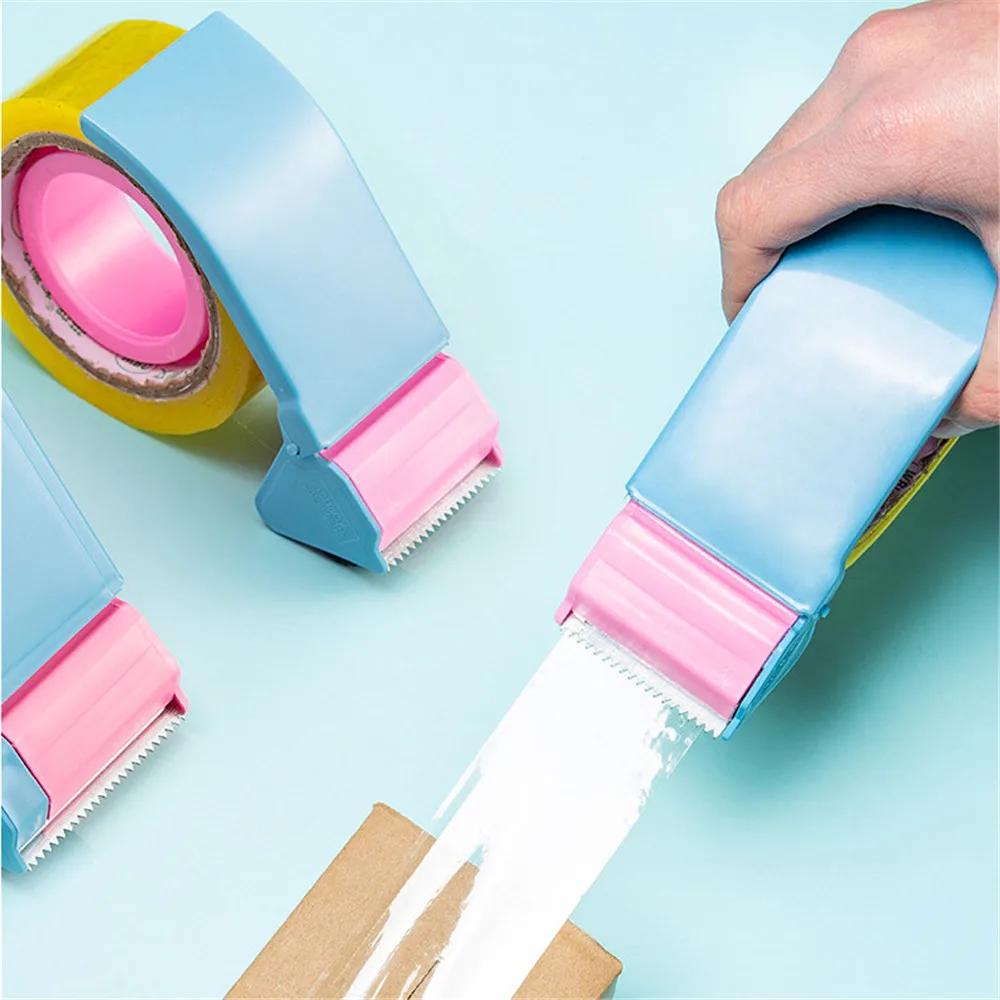 

50/60mm Pink Width Roller Tape Dispenser Sealing Packer Device Manual Packing Machine Parcel Tape Cutter Dispenser Organizer