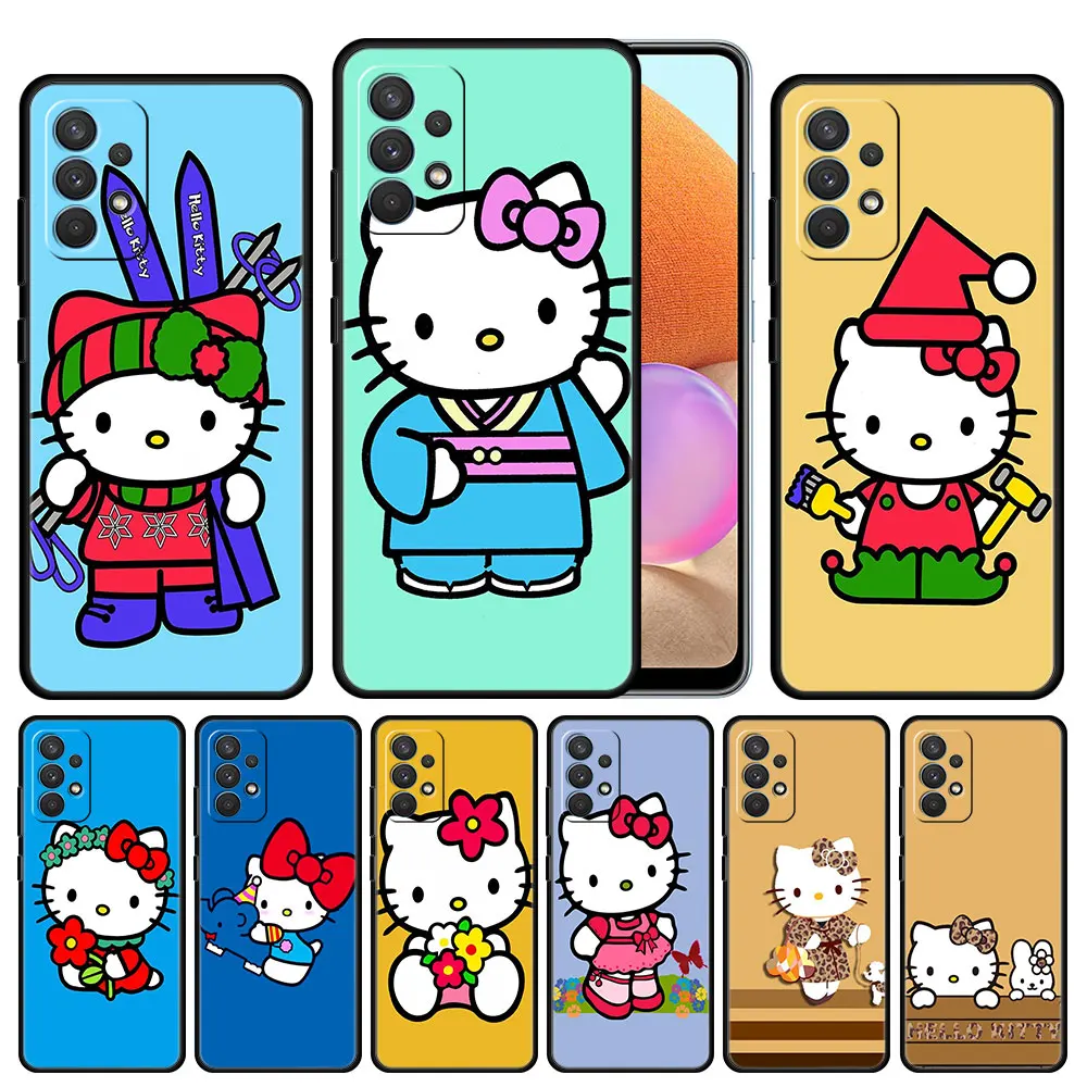 

Case Cover for Samsung Galaxy A02s A12 A21s A30 A50 A20 A11 A03 A23 A03s A01 Black Back Capa Luxury Hello Kitty Japan Designs