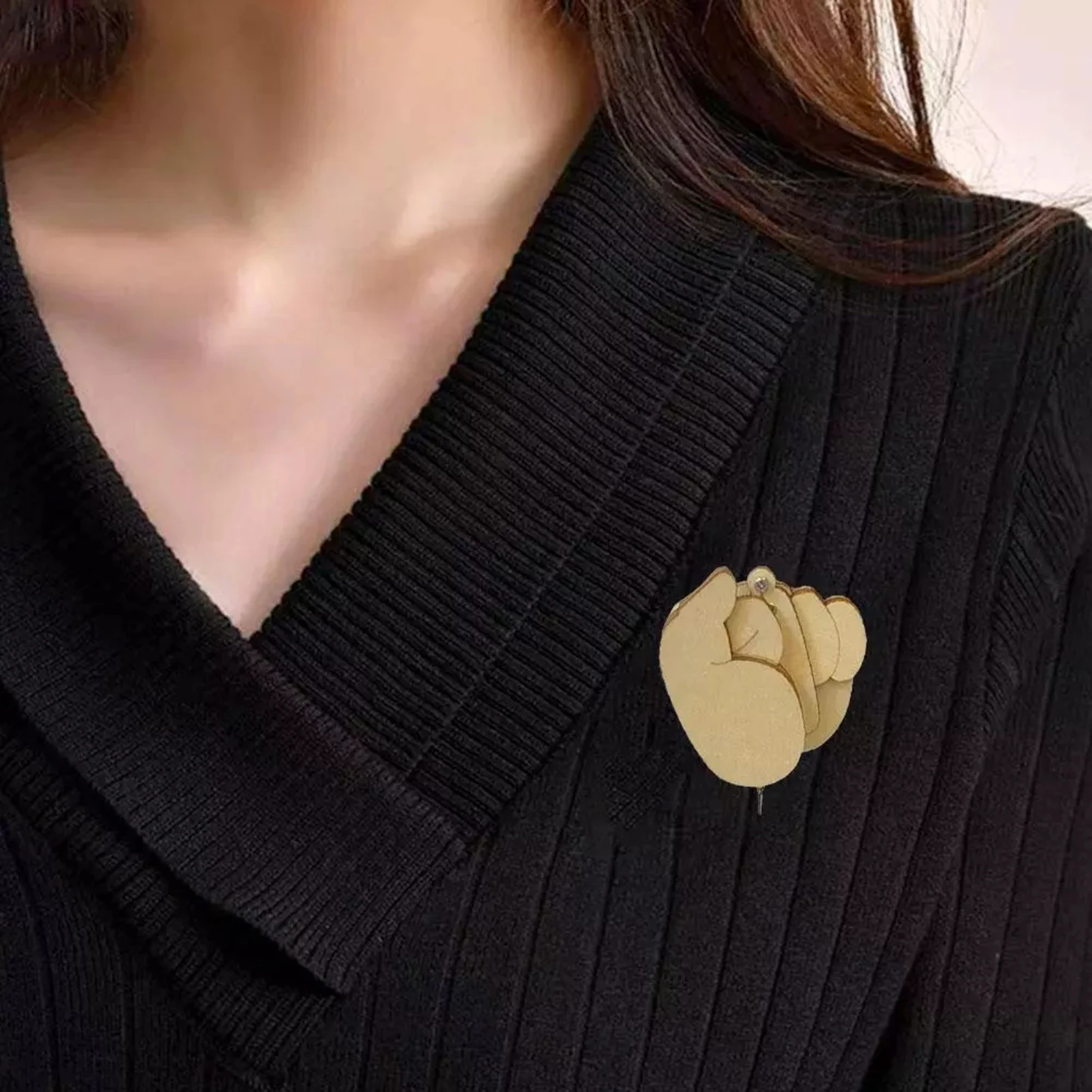 Забавная деревянная брошь на палец несловесная Очаровательная дизайнерская