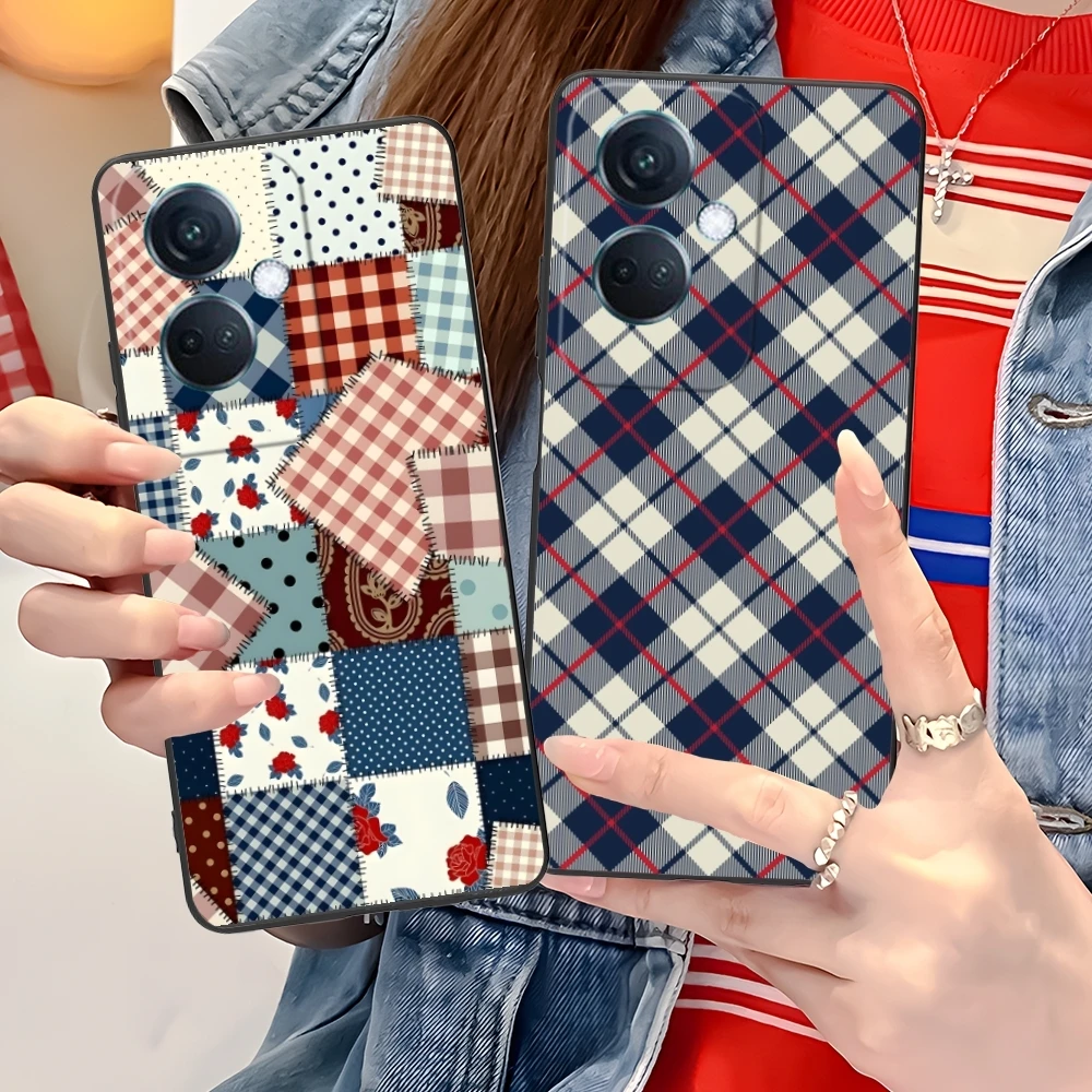 Lattice Grid Texture Mobile Cell Phone Case for OPPO Find X5 X3 X2 A93 Reno 8 7 Pro A74 A72 A53 Black Soft Cover Shell