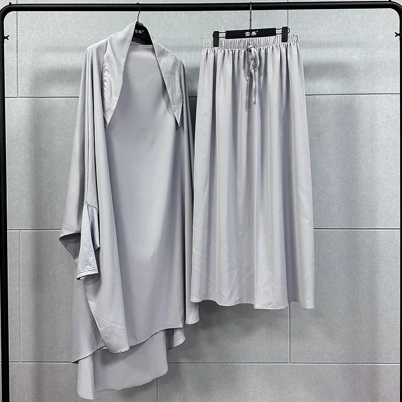 Fashion Robe Suit Clothes Middle East Solid Color Dress Pants Suit Robe Women Long Kimono Dress Women Large Swing Muslim Dresse