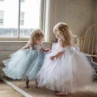 girls prom dress new mesh ball gowns kids birthday princess dress baby flower girl dresses for weddings white bridesmaid dresses