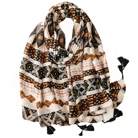 2022 autumn winter women wrap warm shawl fashion scarf geometric tassel scarves cotton lady pashmina bufanda muslim hijab