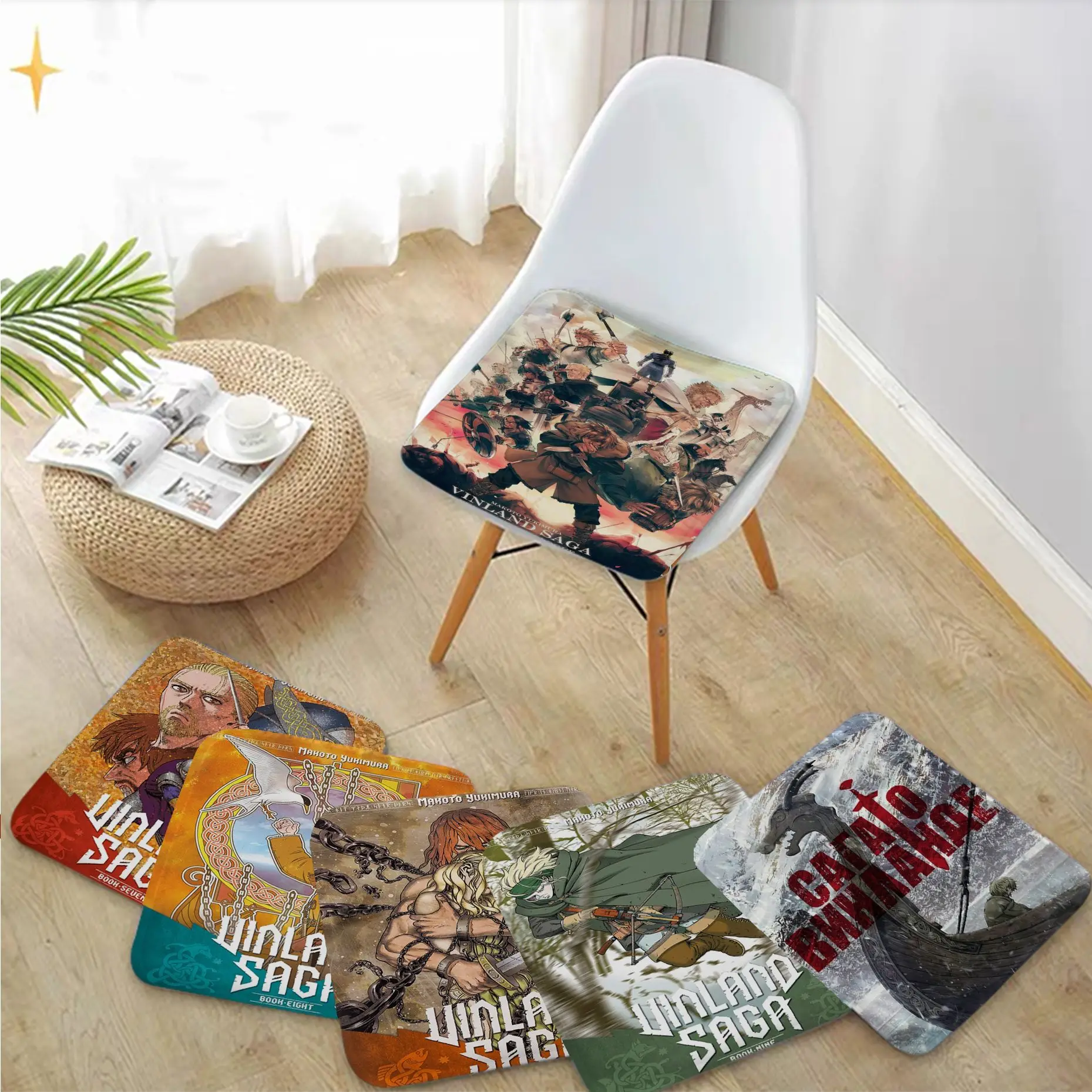 

Japanese Anime Vinland Saga Modern Minimalist Style Seat Pad Household Cushion Soft Plush Chair Mat Winter Office Bar Seat Mat