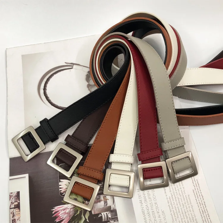 

Square Buckle Belt Women Pu Korean Casual Simple And Versatile Student Decorative Jeans Belt Female