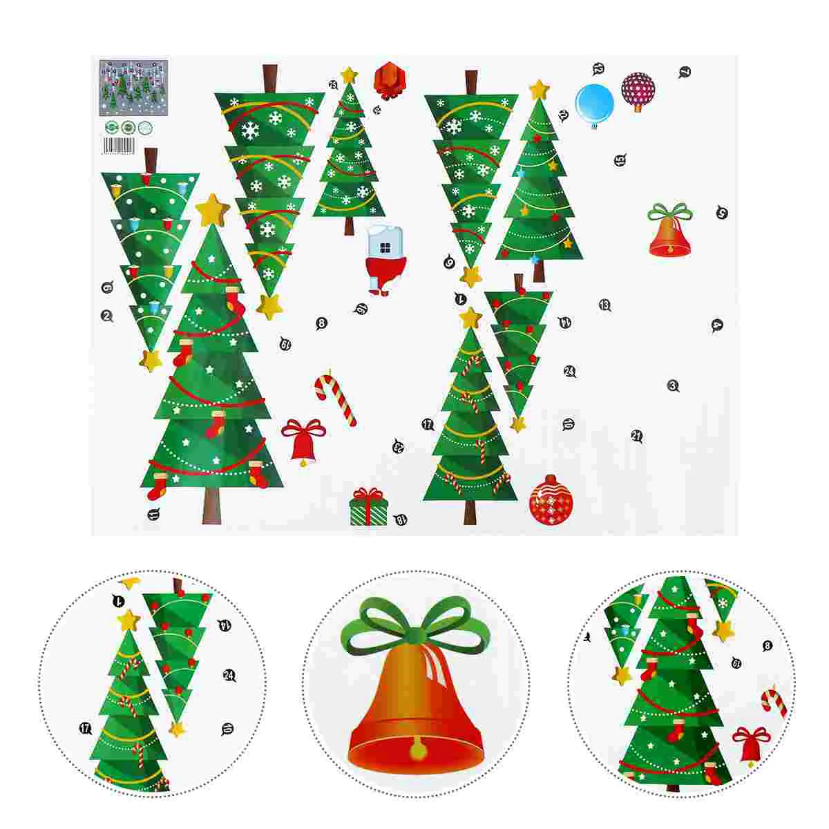 

3pcs DIY Christmas Window Stickers Door Decals Sticker Winter Decor (Green)