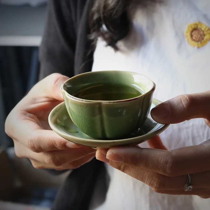 

Geoponic Coarse Ceramic Tea Cup Tray Teaware Chinese Kung Fu Tea Set Household Tea Cups Kiln Changed Brief Ice Crack Single Cup