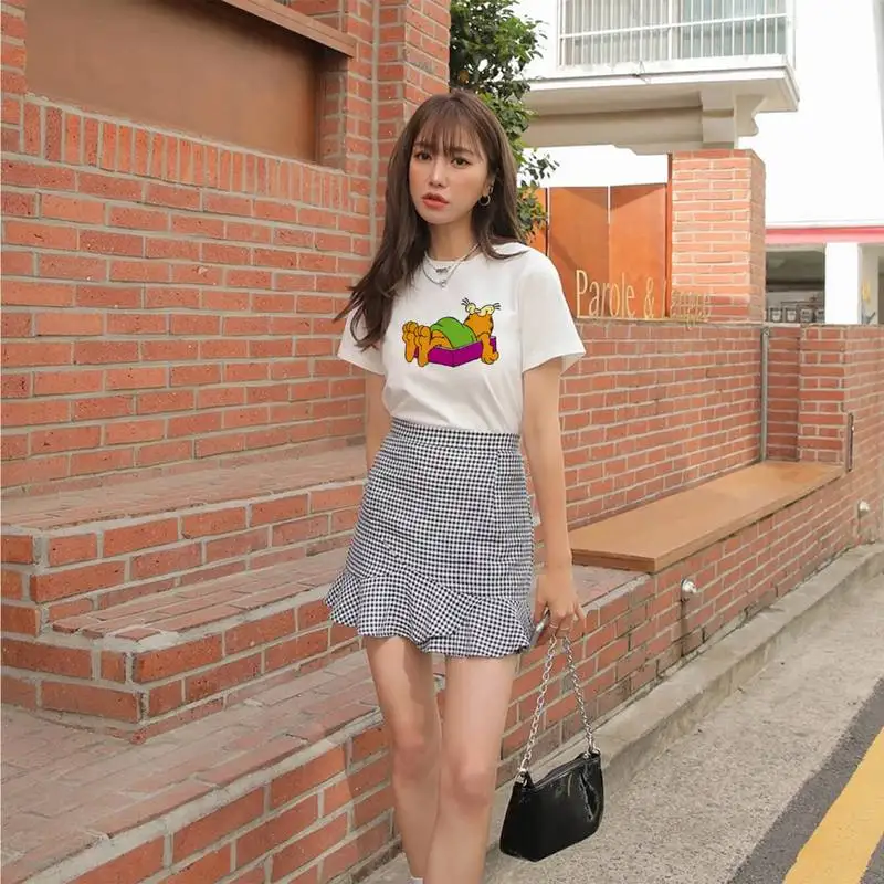 Женская футболка с круглым вырезом в стиле хип-хоп |