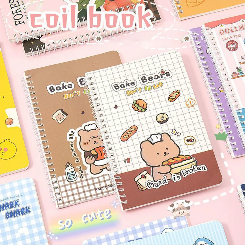 

Cute Bear Coil Notebook Kawaii A5 Hardcover Notepad Diary Planner Korean Stationery Agenda Journal Notebook Office Supplies