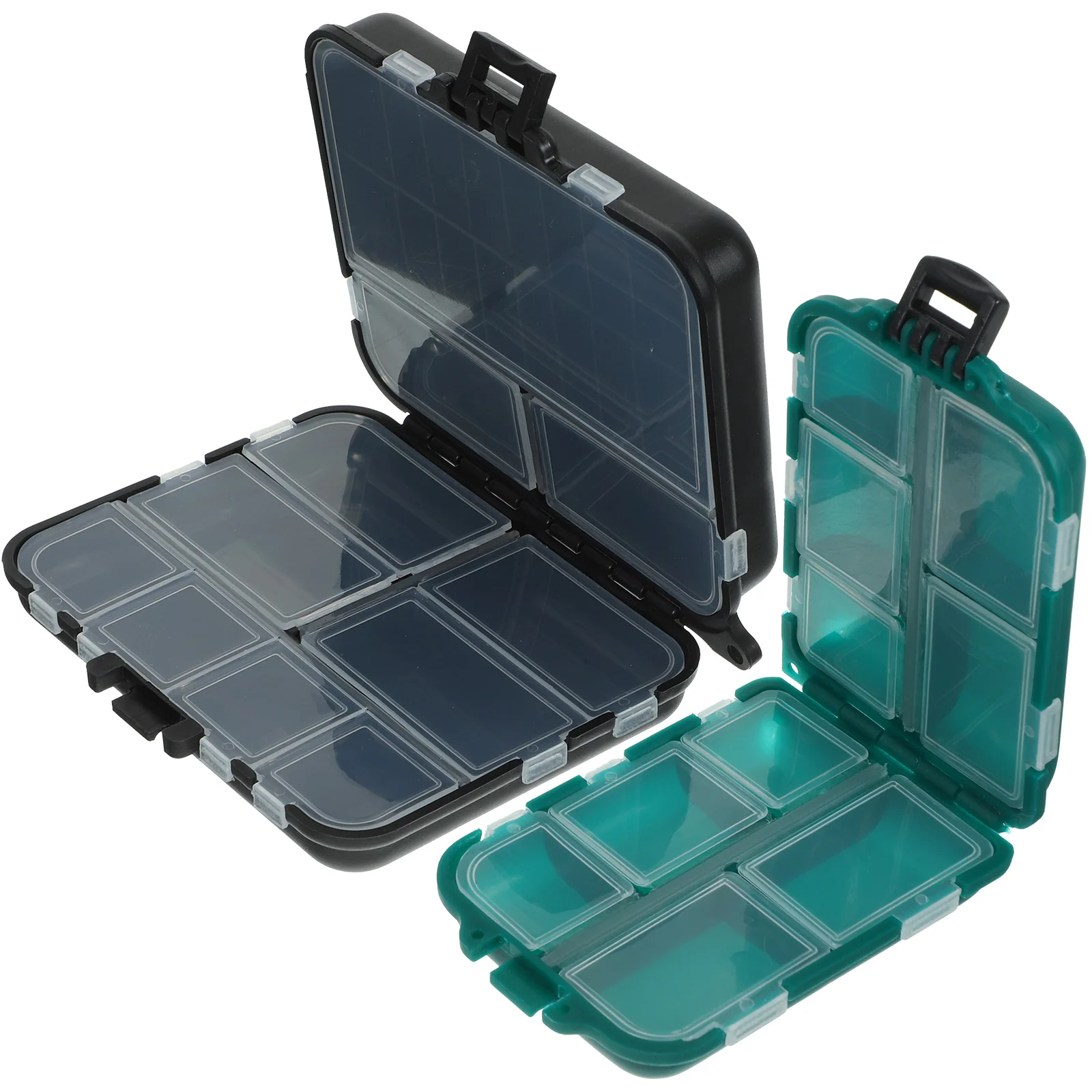 

2 Pcs Fishing Bait Storage Organizer Holder Tackle Containers Case Plastic Lure Multiple-grids Cases