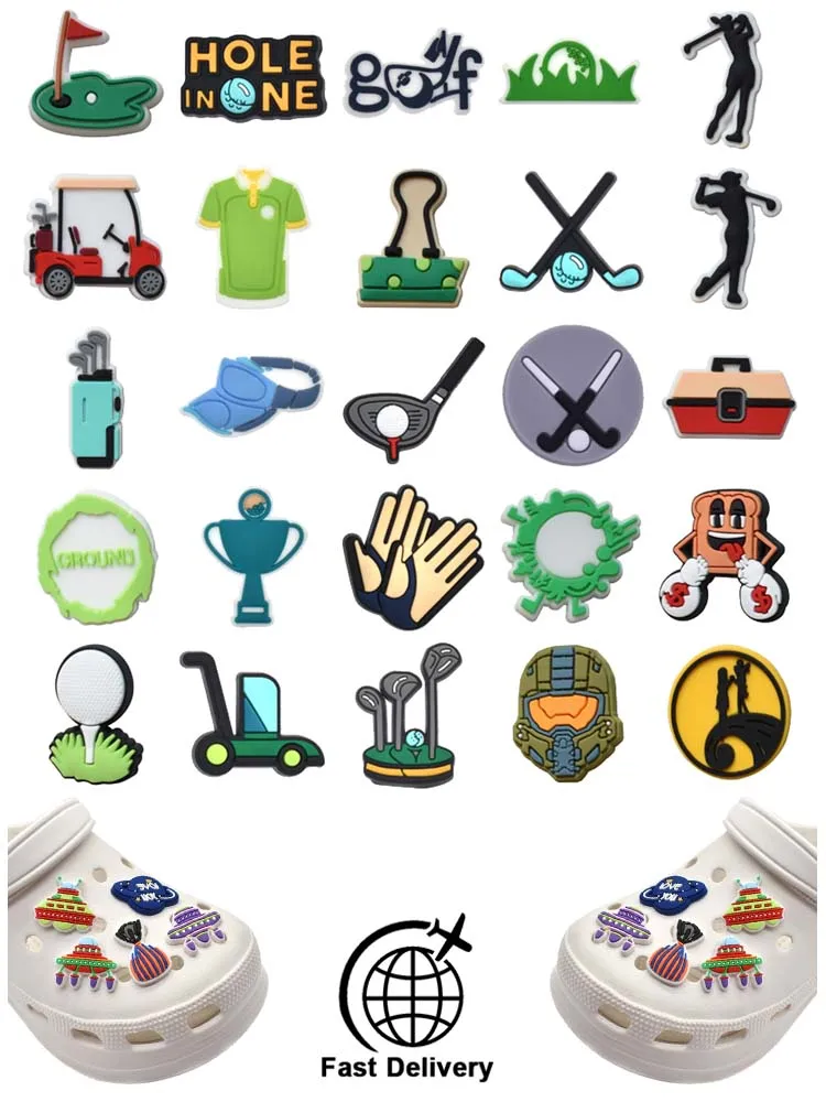 

1Pcs PVC Golf Sport for Croc Charm DIY Shoes Accessories Badge Women Clogs Buckle Kids Pin Decoration Jeans Wristbands Wholesale
