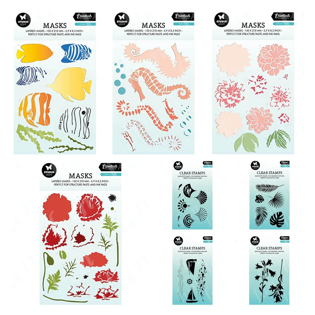 

Bell Flowers Ocean Clear Stamps Layering Stencils and Cutting Dies Crafts Sets Stencils for Diy Scrapbooking Supplies Decoration