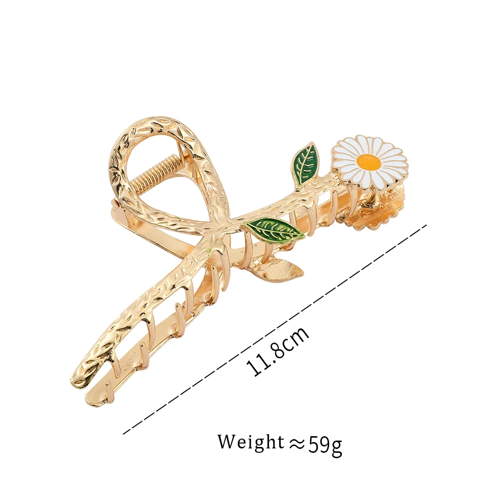 New Fashion Daisy Flower Hair Claw Clip Stylish Metal Hair Accessories Personality Headdress For Women Girls Crab Hairpin images - 6