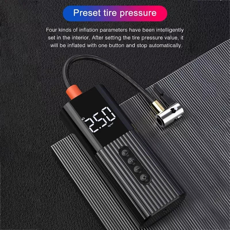 M68B Inflatable Pump Mini Portable Air Compressor with LED Lighting Tyre Inflator for Car Bicycle Ball enlarge