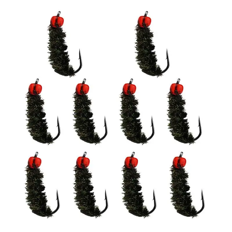 

10Pcs/Set Realistic Nymph Scud Fly For Trout Fishing Artificial Insect Caterpillar Bait Lure Simulated Scud Worm Fishing Lure