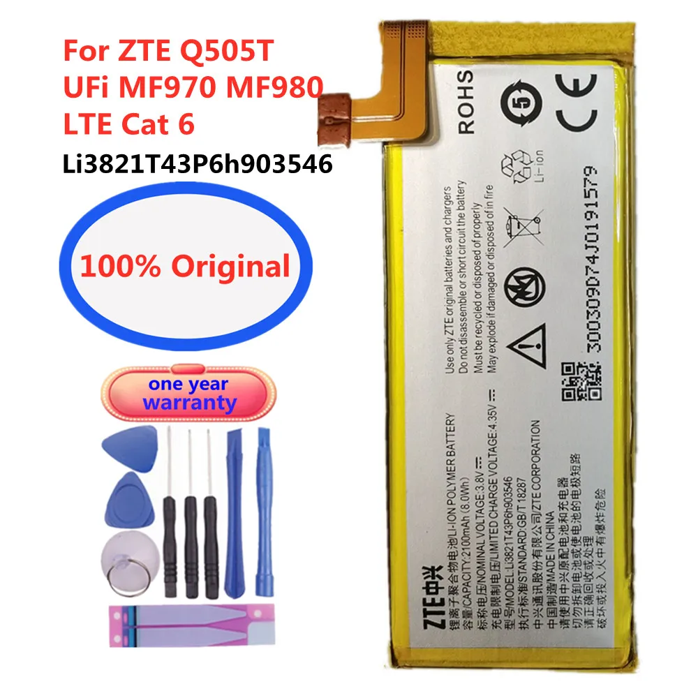 Новый оригинальный ZTE 2100 мАч Li3821T43P6h903546 Сменный аккумулятор для  ZTE Q505T / UFi MF970 MF980 LTE Cat 6 Аккумуляторы для смартфонов |  AliExpress
