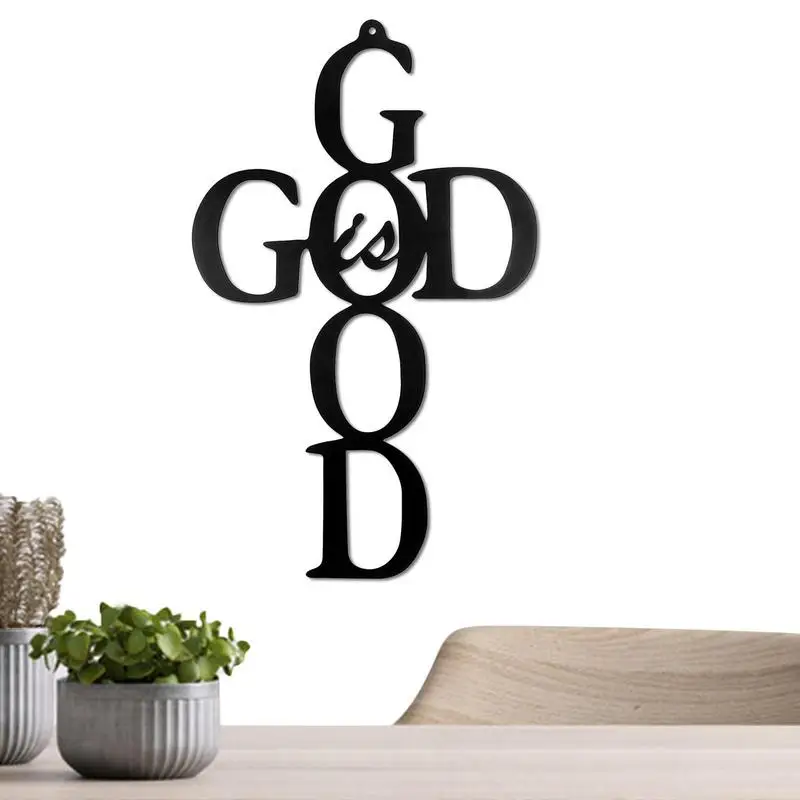 

God Is Good металлический знак черный металлический крест Бог хороший знак Настенный декор христианство домашний декор декоративный акцент нас...