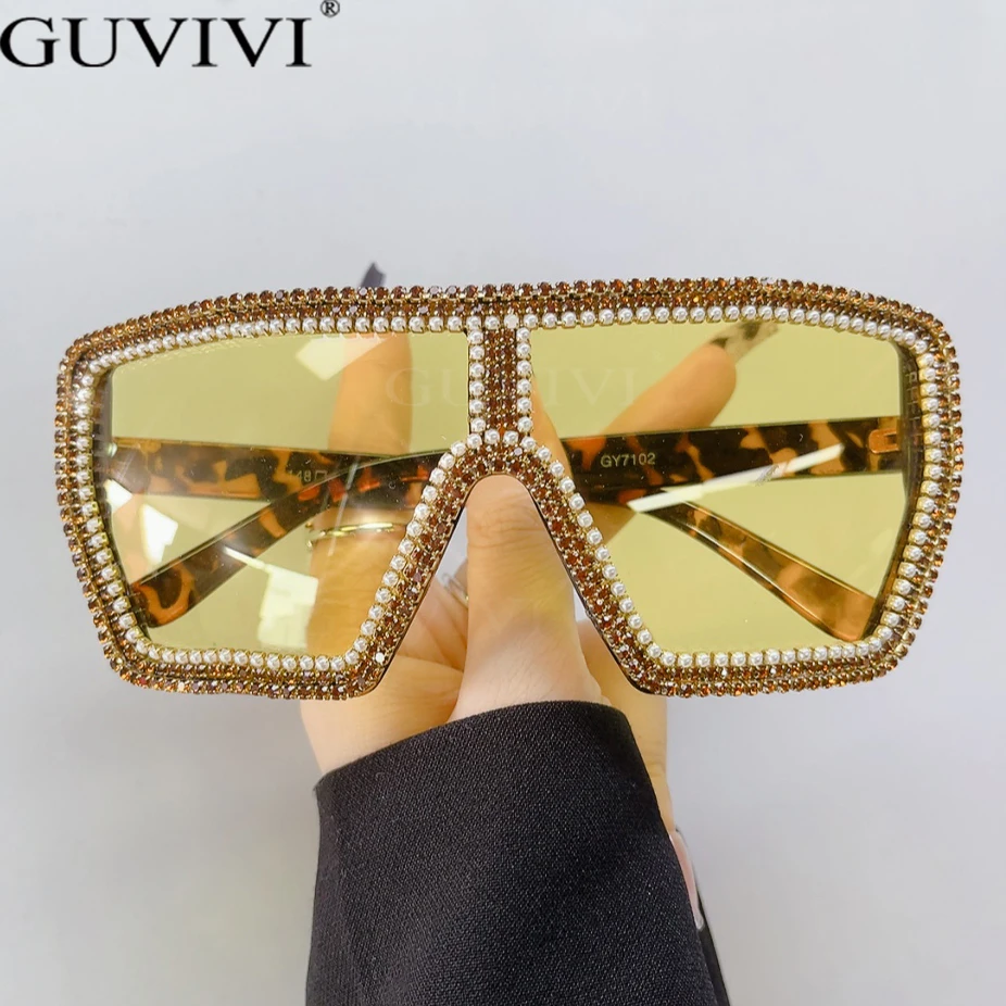 

Солнцезащитные очки большого размера с бриллиантами в стиле стимпанк, женские и мужские очки с запахом, блестящие солнцезащитные очки, роскошные круглые очки UV400