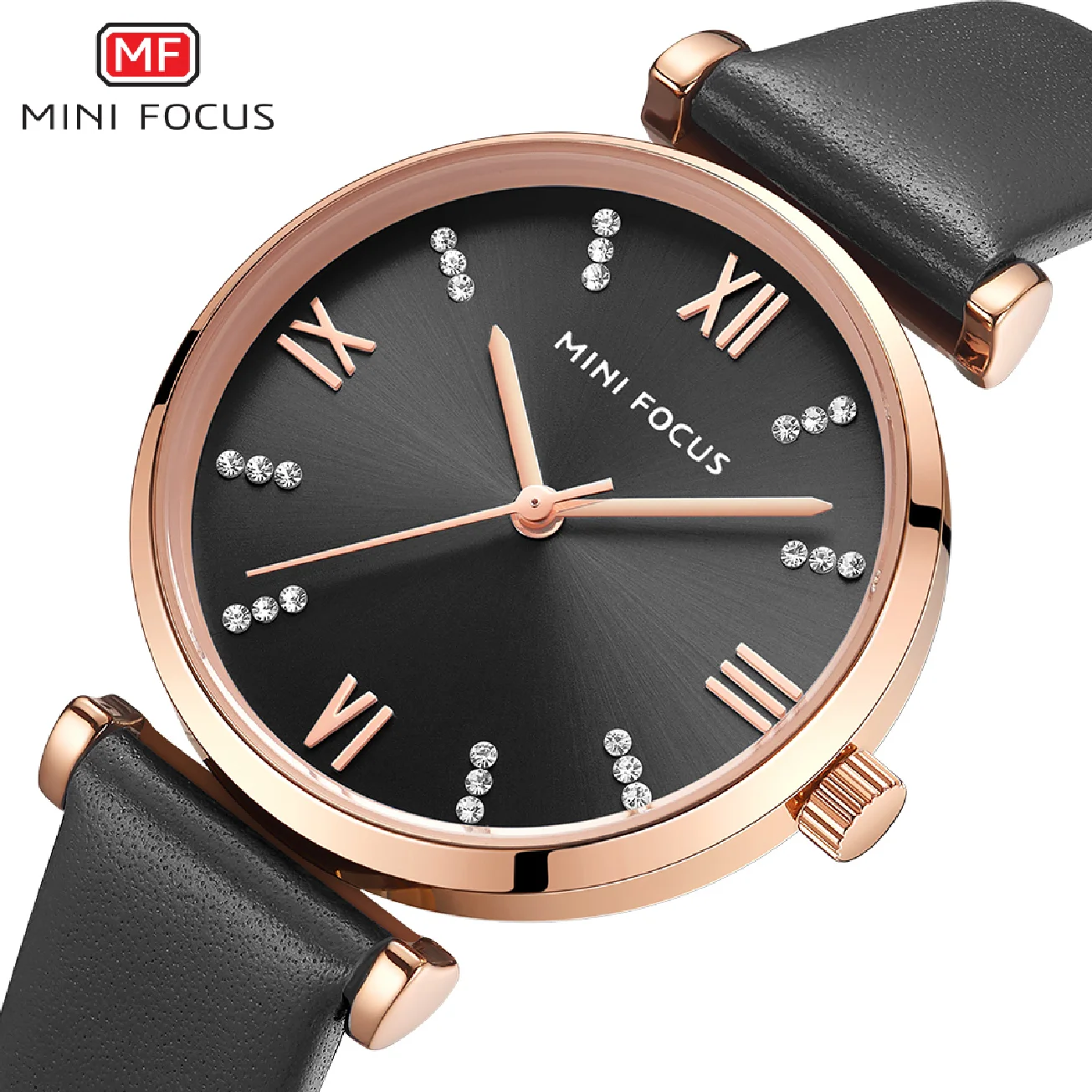 MINI FOCUS New Watches Women Luxury Fashion Ladies Waterproof Watch Black Leather Casual Female Clock Women's Gift Montre Femme