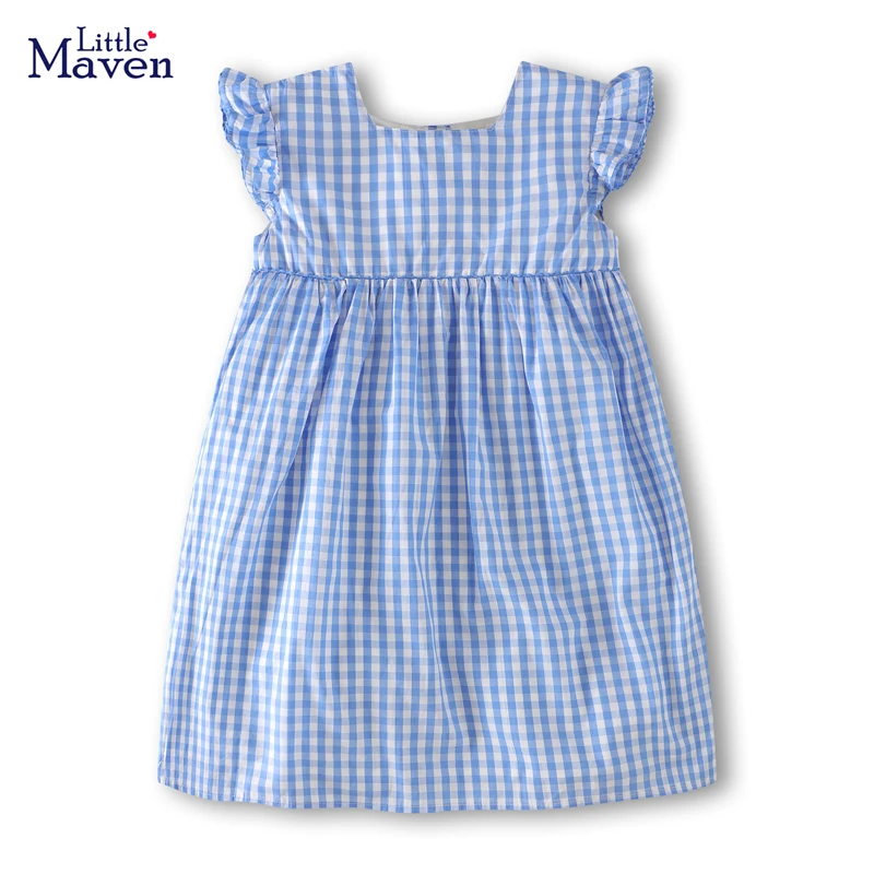 

Little maven 2022 Baby Girls Summer Dress Cotton Soft and Comfort Casual Clothes Children Pretty Wear for Kids 2-12 year