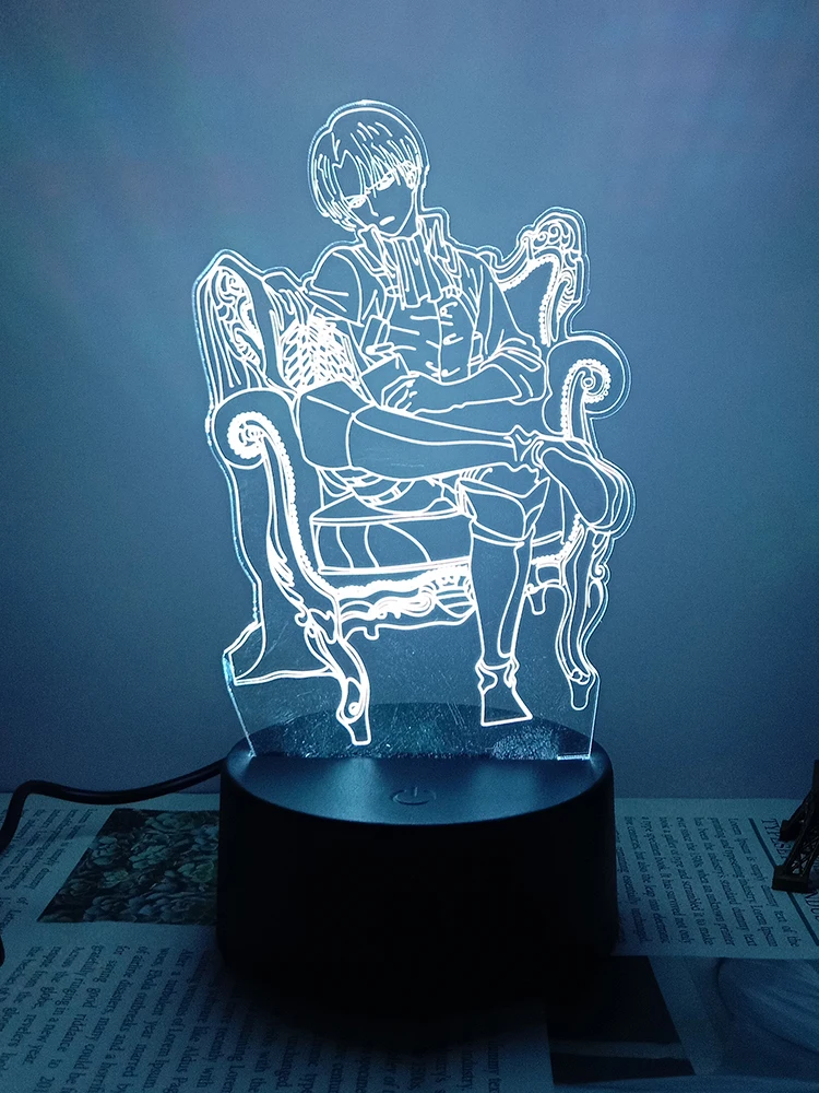 

Attack on titan Shingeki no kyojin levi akerman 3d led lamp for bedroom manga night light anime action figure Decoration