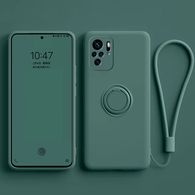 Soft Silicone Magnetic Case For Xiaomi 12 12X 11T 10T 9T Redmi Note 10 9 Pro 10S 9S POCO F3 X3 NFC Covers With Ring Holder Stand