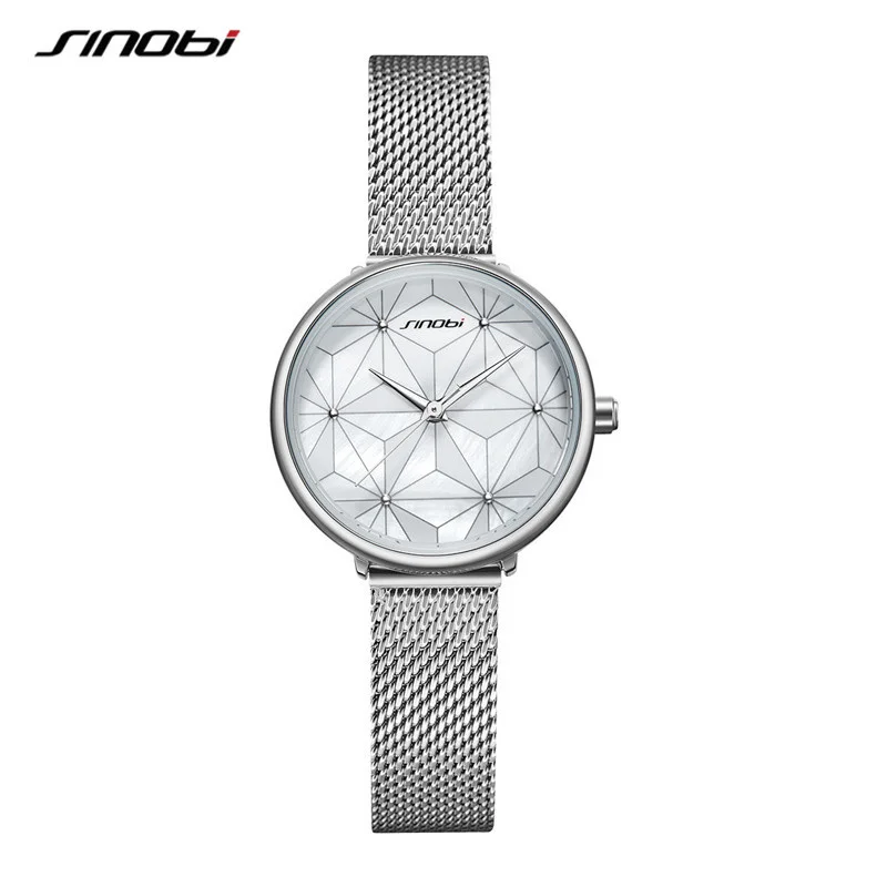 

SINOBI Fashion Elegant Luxury Women Watches Geometry Irregular Rosegold Stainless Steel Belt Ladies Watch Quartz Wristwatch