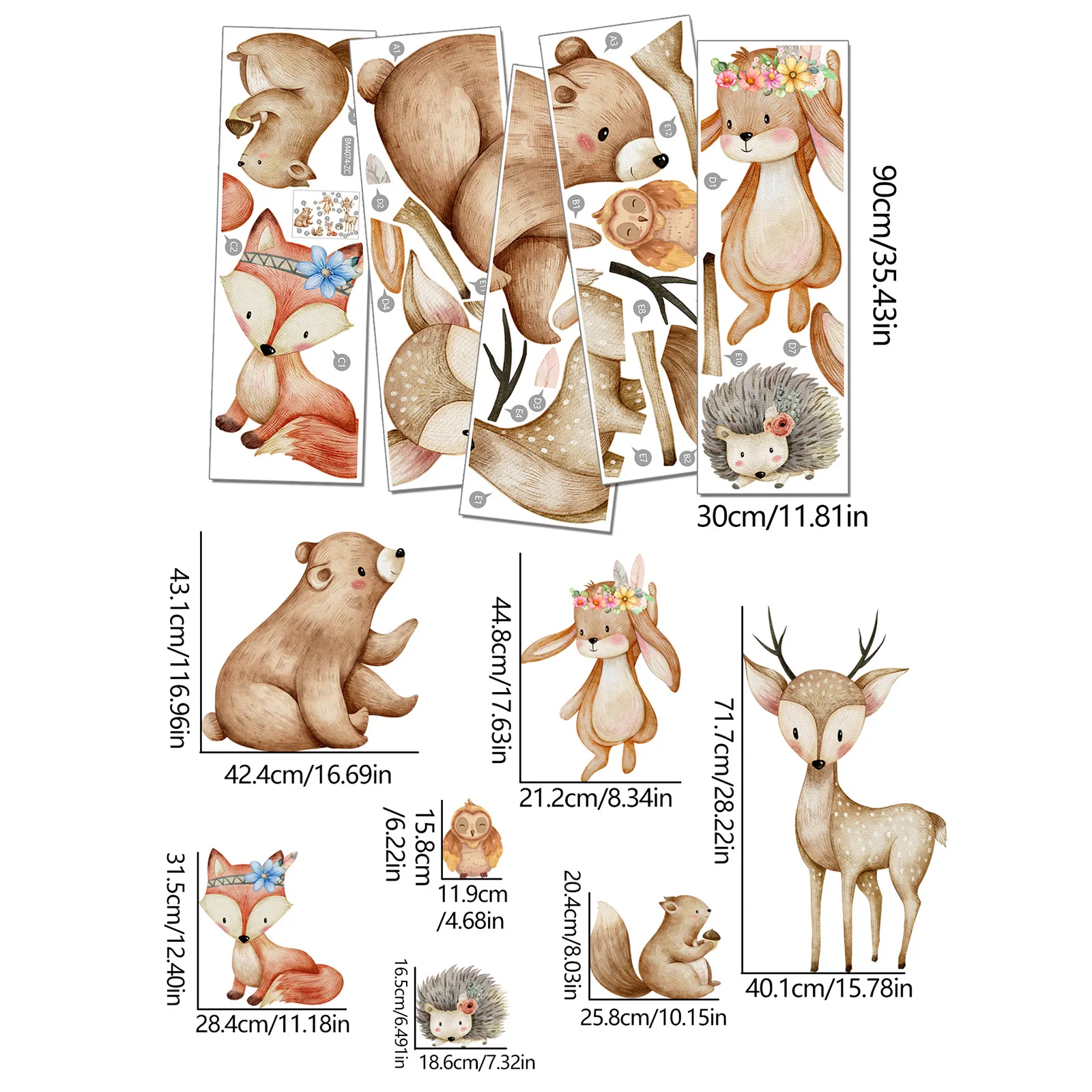 

Cartoon Animals Fox Goat Squirrel Deer Wall Decals Kid Babies Children's Room Nusery Kindergarton Decor Stickers Home Decoration