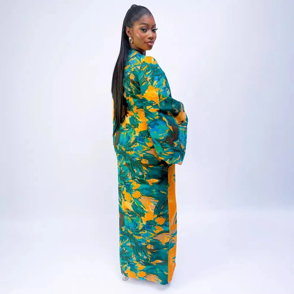 Платье макси с расширяющимся книзу рукавом африканские платья для женщин