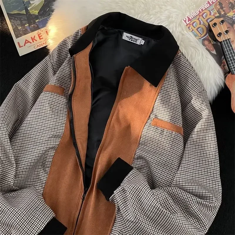 Куртка мужская из замши в американском стиле модная повседневная одежда