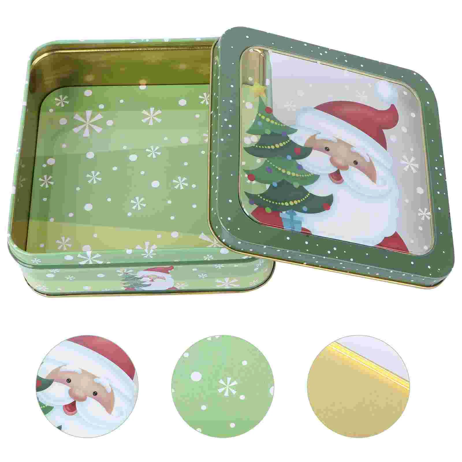 

Box Christmas Cookie Tinplate Gift Storage Metal Tin Tins Candy Jarboxes Lid Empty Lids Pack Squareswap Snack Party Decorative