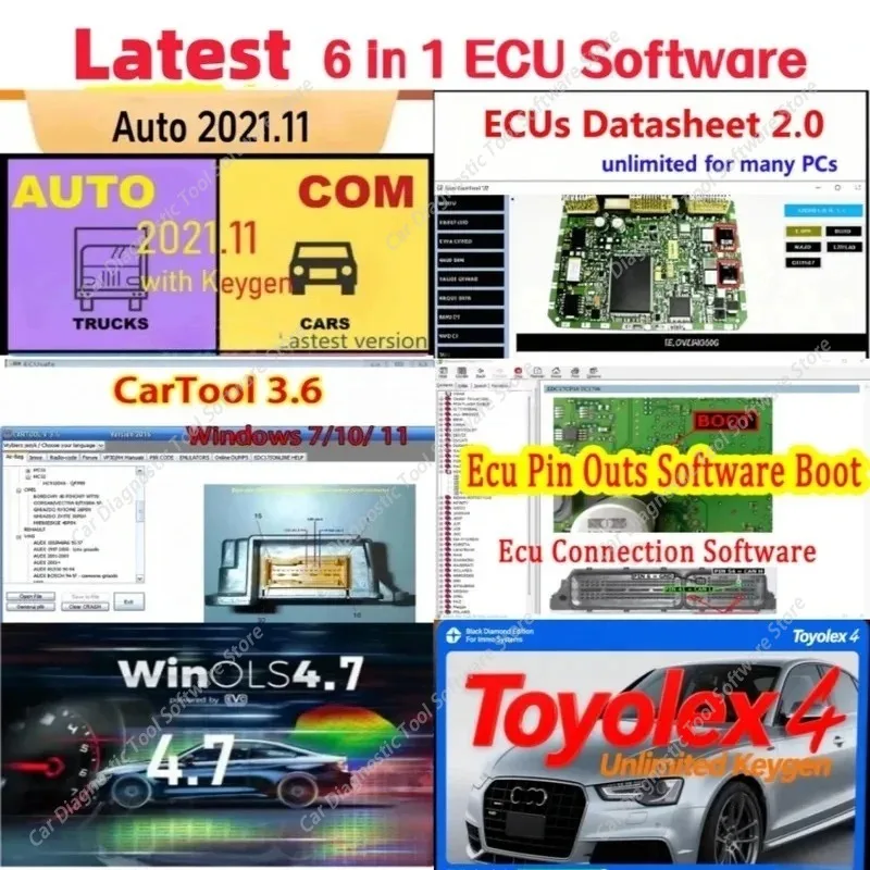 Фото Комплект программного обеспечения для ЭБУ 2025: Winols 4.7 + Toyolex 4 + Autocom 2021.11 + Даташиты ЭБУ 2.0 + Коллекция схем разъемов ЭБУ + CarTool 3.6 №1