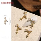 Новейшая цепочка с подвеской из 5 предметов, 3D сплав, жемчужный крест, японский циркон, жемчуг, металл, дизайн ногтей, дизайн ногтей, аксессуары сделай сам, украшение для ногтей