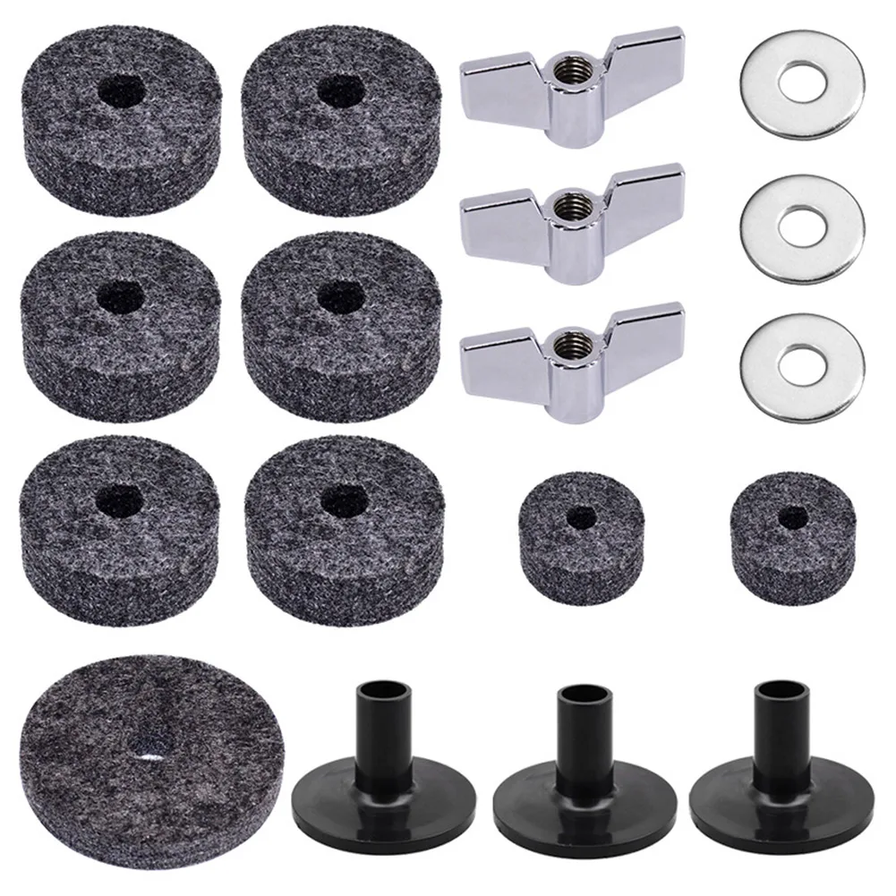 

18pcs Instruments Accessories Washer Musical Cymbal Felts Set Wing Nut Drum Pads Drum Felt Pad Set Non-slip 2.5cm 4cm 5cm