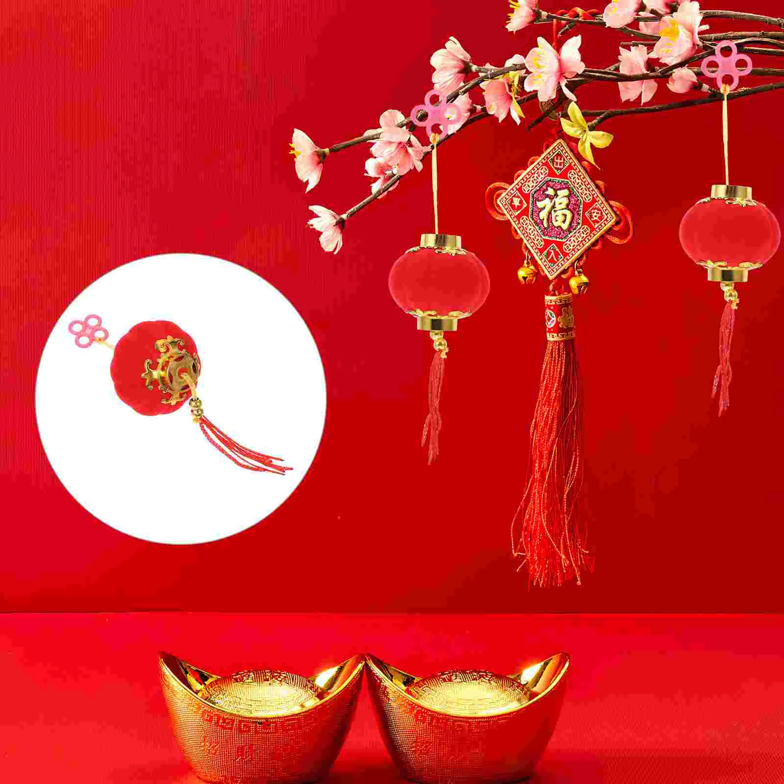 

Lanterns Chinese Hanging Festival Lantern Year New Red Spring Lucky Party Decorative Flocking Ornament Mini Pendant Prosperity