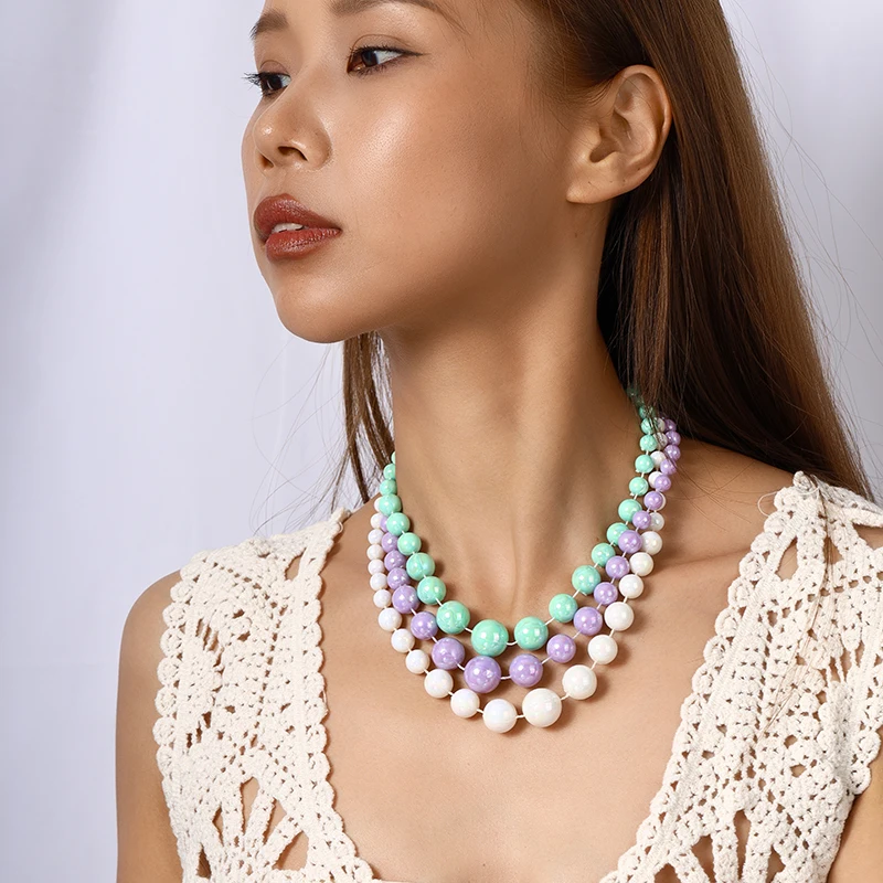 Модное ожерелье из бисера ручной работы карамельных цветов для женщин и девушек