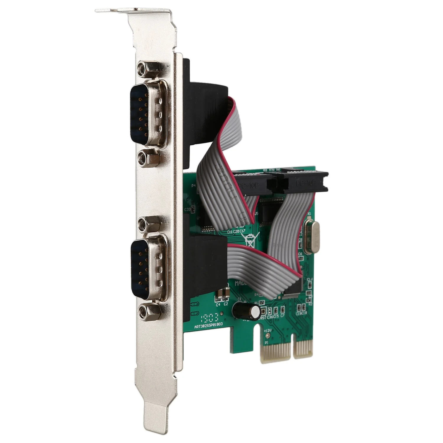PCI-E PCI Express двойной последовательный контроллер DB9 RS232 с 2 портами зеленая карта