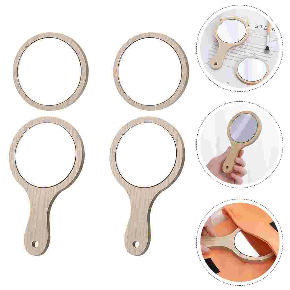 

Handheld Hand Mirror Makeup Mirror: 4pcs Round Mirrors with Handle Magnifying Mirrors for Outdoor Girl