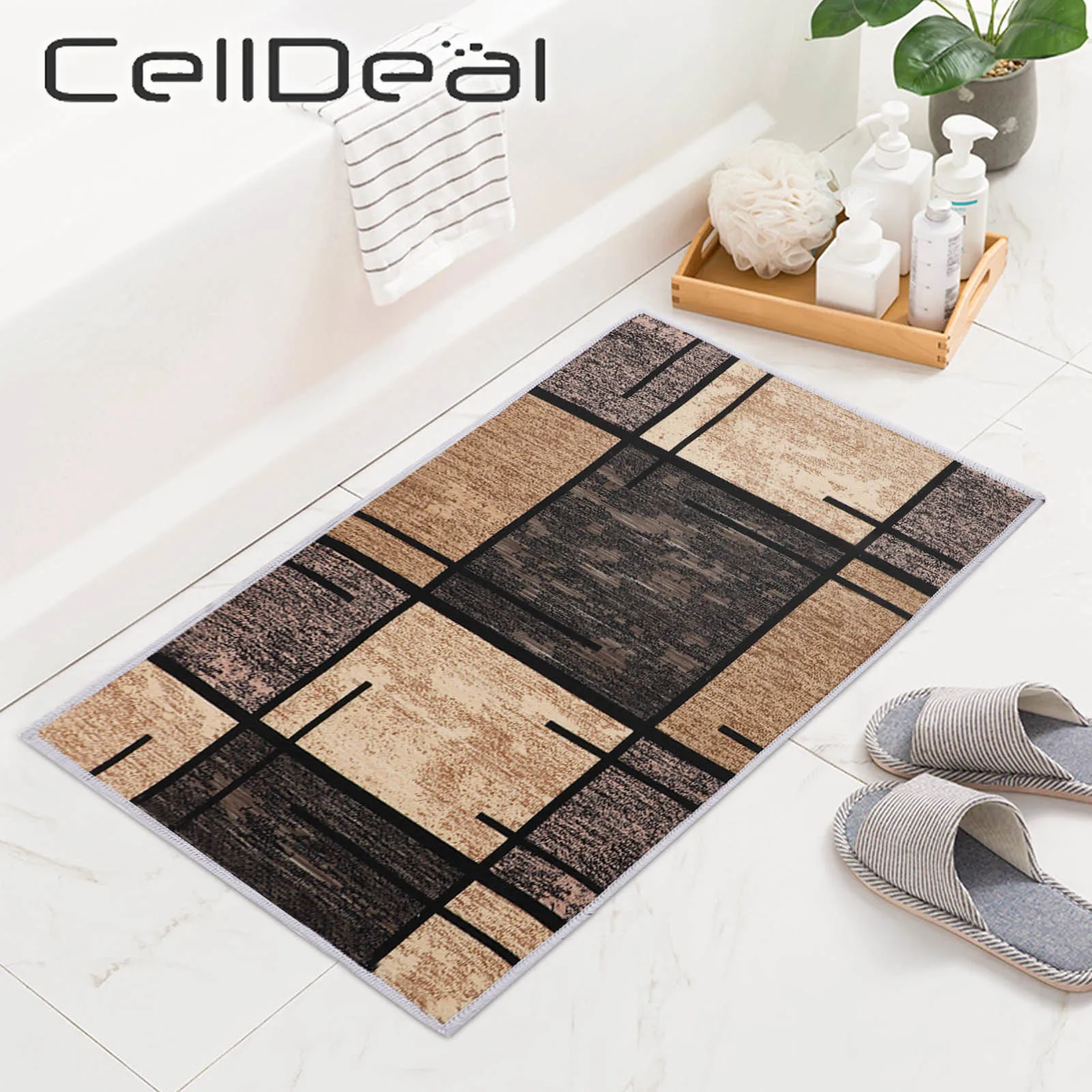 

Anti-slip Bathroom Mat Abstract Simplicity Absorb Water Floor Rug Shower Room Entrance Doormat Bathtub Side Carpet Home Décor